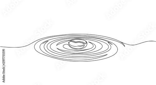 Abstract single line drawing of ripples spreading from a dropped sphere on water