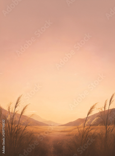 Warm Autumn Sunset Landscape