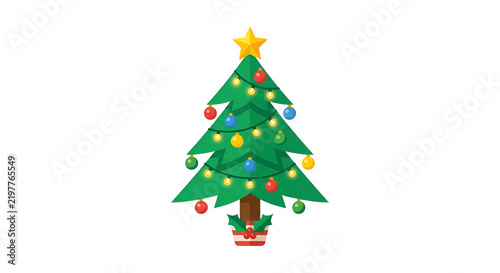 Flat design decorated Christmas tree vector