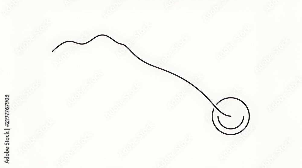 Obraz premium Minimalist single line illustration of a stylized sperm cell on a white background representing fertility and reproduction