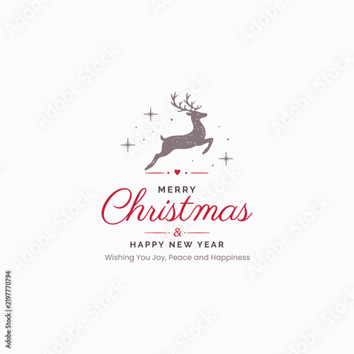 Merry Christmas and Happy New Year Greeting with Reindeer