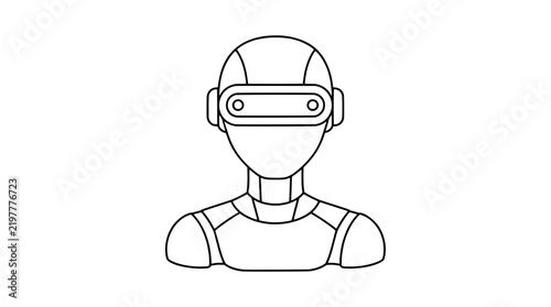 фотографія Sleek humanoid robot bust illustration with sensor visor, clean minimal vector l