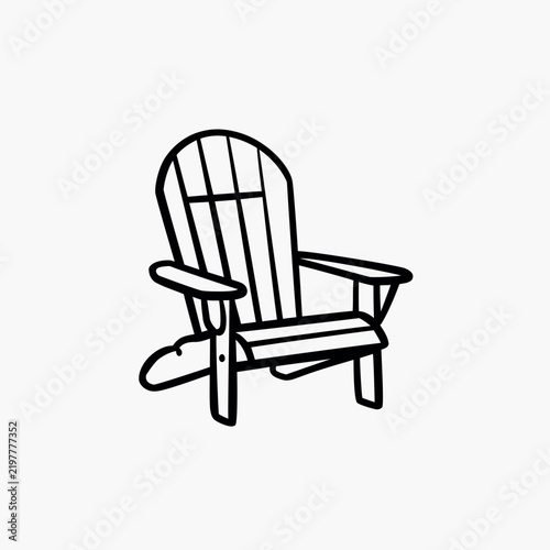 Adirondack chair line art vector featuring classic outdoor furniture with detailed outline and comfortable backrest design.
