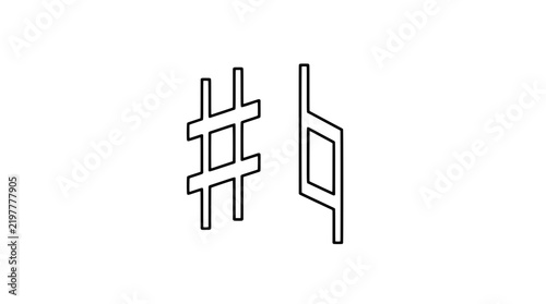 Obraz na plátně Musical sharp and natural accidental symbols hand-drawn vector icon illustration