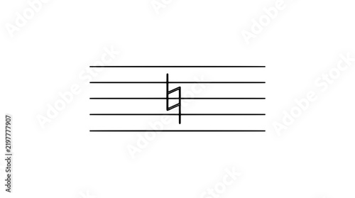 Obraz na plátne Hand-Drawn Musical Natural Sign Symbol Displayed on Staff Lines - Music Notation
