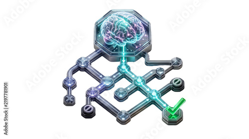 Cyber security shield with a glowing digital brain circuit symbolizes artificial intelligence and data protection.