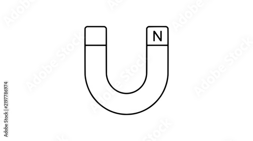 Фотография Minimalist Horseshoe Magnet Vector Icon with Clearly Marked North Pole - Clean B