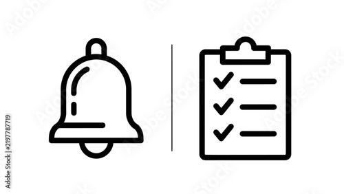 Notification bell and checklist icons representing alerts and task management
