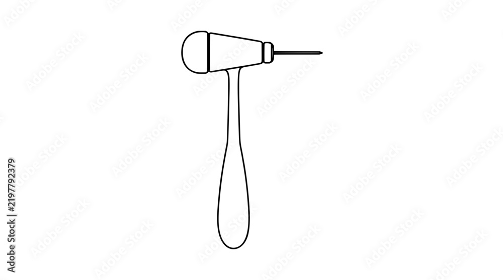 Obraz premium Hand-Drawn Percussion Hammer with Brush Needle Reflexology Tool Vector Icon Illustration for Acupuncture Therapy - professional high resolution commercial stock detailed commercial stock imagery