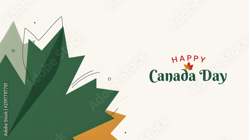 Minimalist graphic design featuring a stylized green maple leaf for a festive and modern canada day celebration