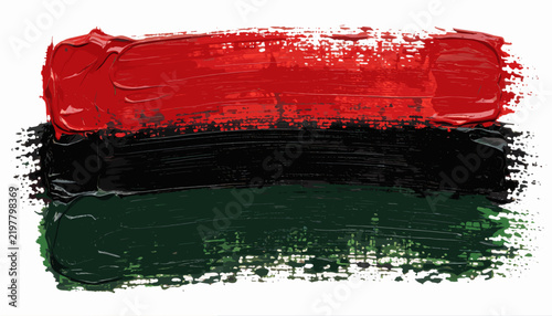 Red Black Green Brush Stroke Flag Design on White Background