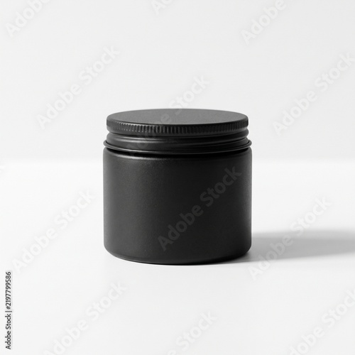 Matte Black Hair Wax Jar Cosmetic Mockup On White Background