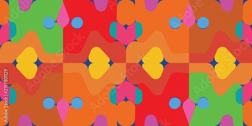 Abstract Retro Symmetrical Flat Colorful Translucent Pattern
