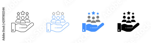 Customer and Hand Holding Target Clients Icon Pack Vector Illustration