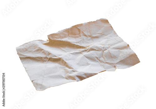 crumpled trash paper isolated on white