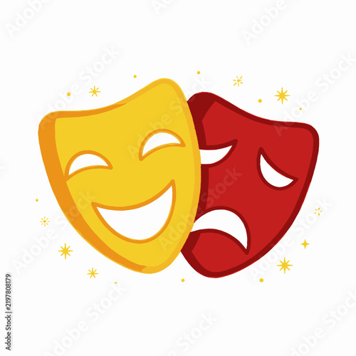 Theater Masks Comedy Tragedy Illustration