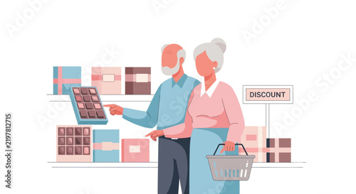 Person selecting assortment of chocolates in gift boxes on store shelf