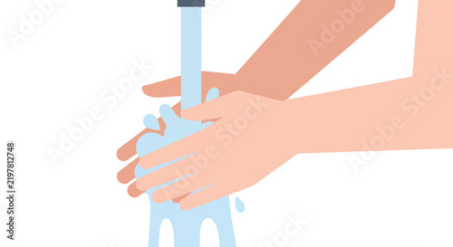 Person washing hands under running water for hygiene and sanitation
