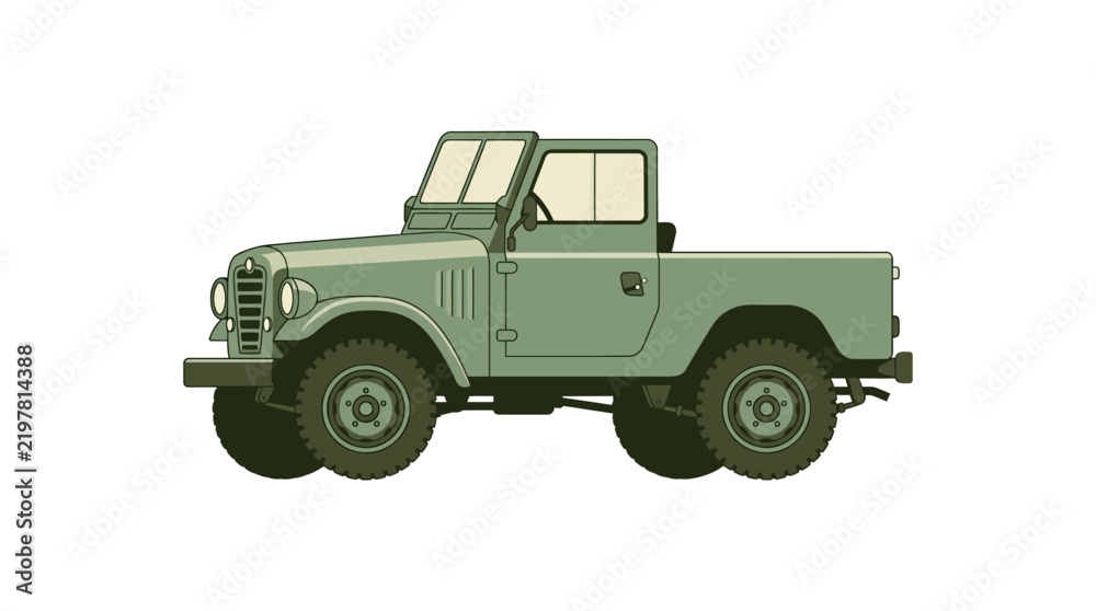 Obraz premium Classic Vintage Pickup Truck Side Profile Vector Illustration