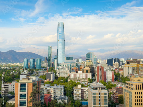 Skyline cityscape Costanera Santiago Chile