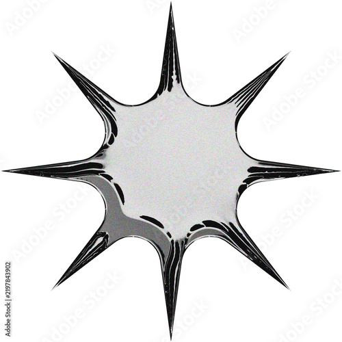 Y2K Aesthetic Chrome Star Emblem Design Isolated on Clean White Background Element