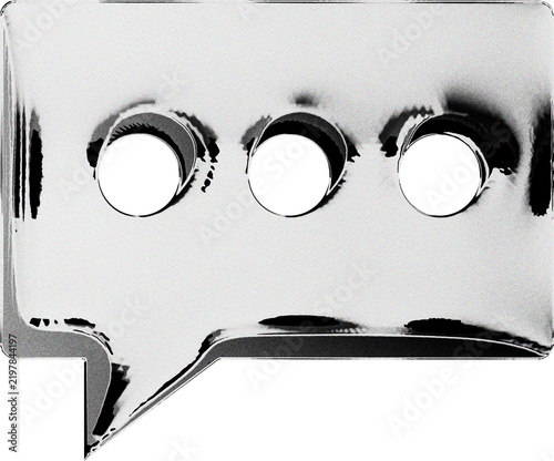Y2k Chrome Liquid Metal Speech Bubble Icon for Digital Communication and Retro Tech Aesthetics