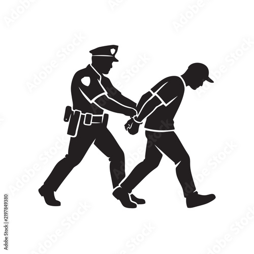 The police arrested the criminal and handcuffed his hands.