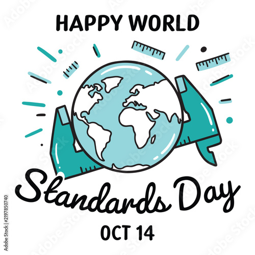 World Standards Day Measurement Caliper Globe Illustration