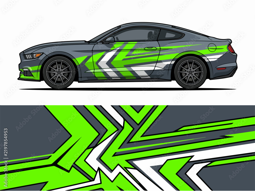 Fototapeta premium Green Camo Sports Car Side