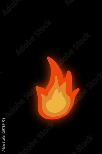 Fire flame looping animation on black background
