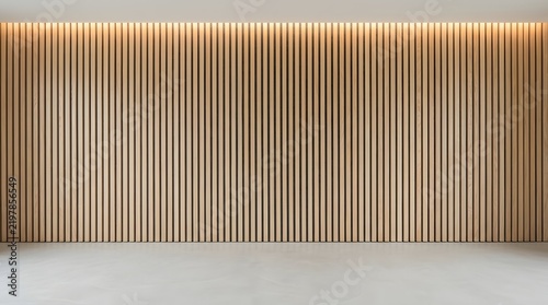 Warm Wood Slat Wall With Ambient Lighting In Modern Interior