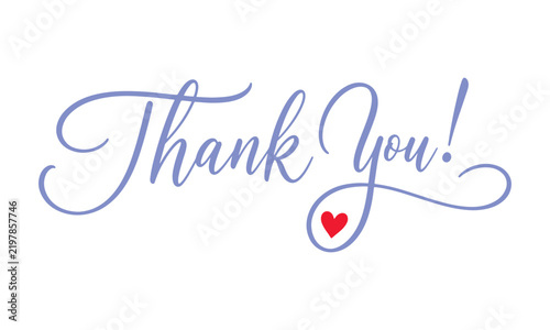 Thank You text lettering. Vector graphic design
