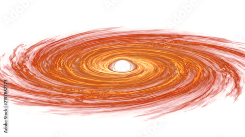 Obraz na plátně Cosmic black hole vortex glowing in orange and red swirling energy rings on whit