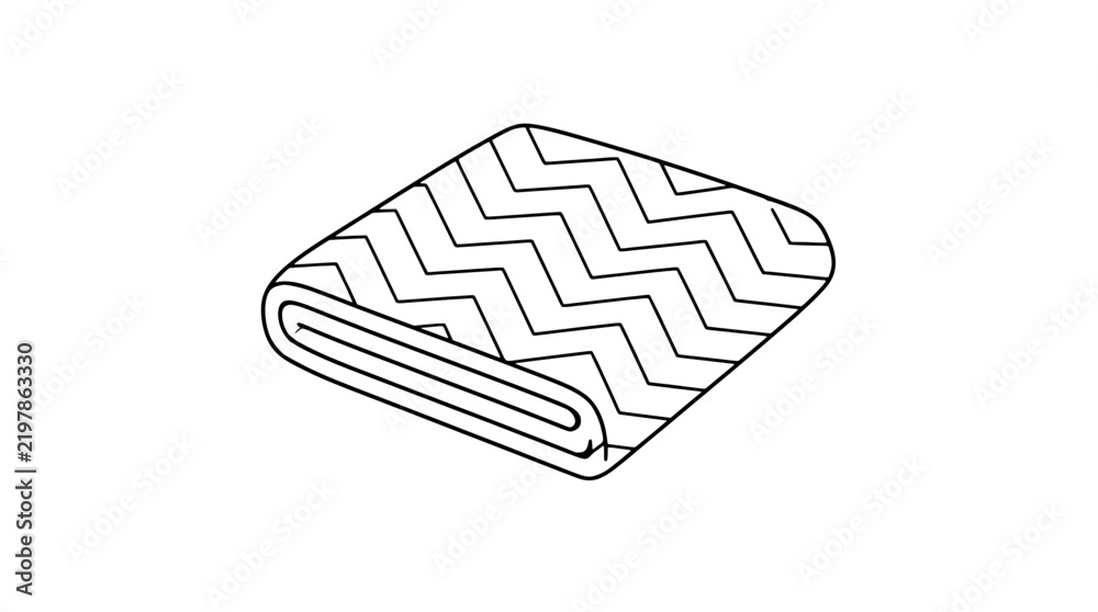 Naklejka premium Moving Blanket Pad with Quilted Zigzag Stitching Pattern Hand-Drawn Vector Icon Illustration - professional high resolution commercial stock photography with clean detailed commercial stock imagery
