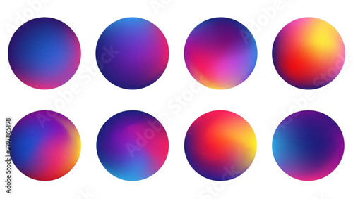 Colorful Gradient Spheres Isolated on Transparent Background for Design Use