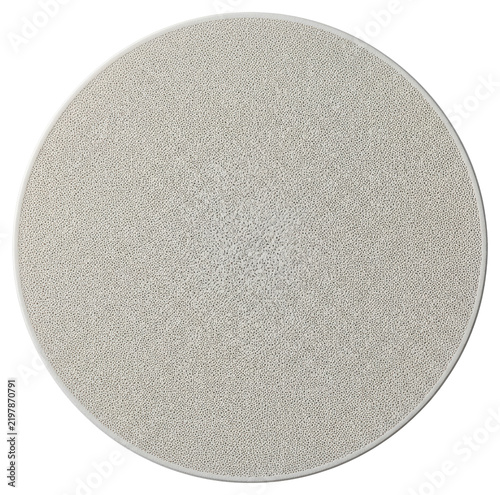 Circular white porous ceramic filter disc with transparent backdrop