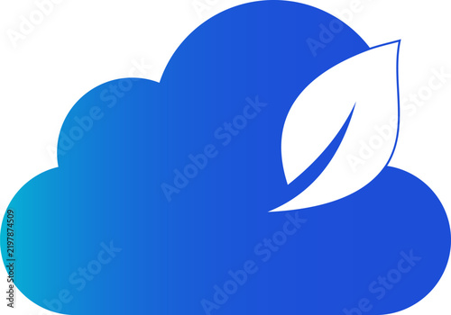 Cloud Leaf Logo, Eco Technology and Sustainable Cloud Computing Symbol