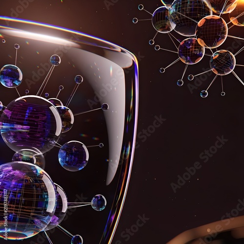 Abstract science background with glowing molecule structure
