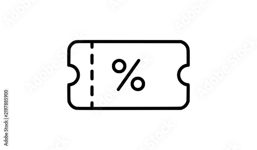 Coupon ticket line icon isolated on white background vector illustration
