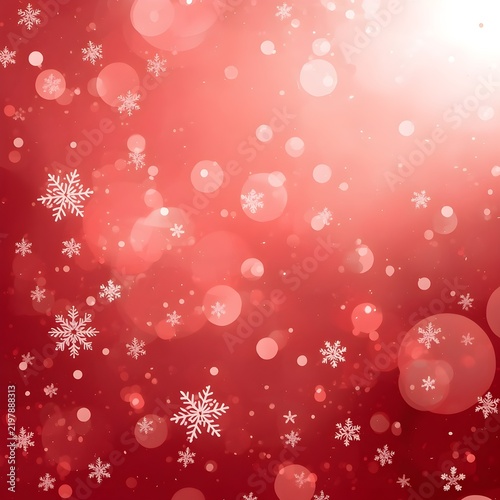 Christmas red abstract background with small snowflakes and smooth gradient design