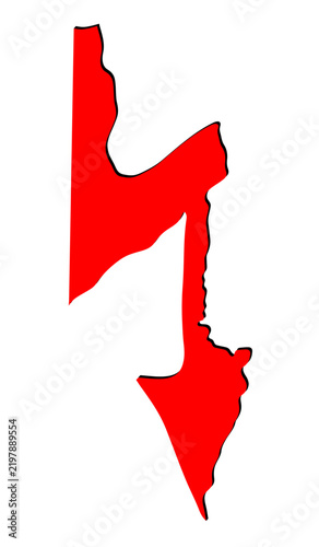 Red lightning. Electricity sign, vector image, white background