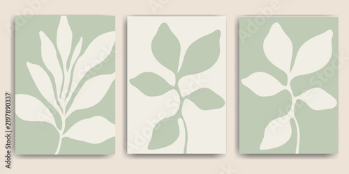 Foto Botanical Leaf Flat Design Poster, Card  Leaves, organic shapes, Illustration Se