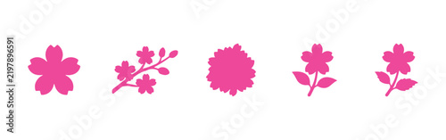 Cherry blossom icons, sakura icons, japanese flower, set of  flat design icon set vector illustration
