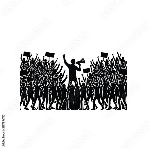 Activism Icon – Demonstration Crowd Silhouette