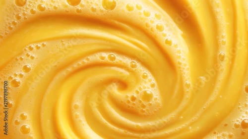 Orange Swirl of Refreshment: A vibrant, abstract swirl of frothy orange juice captures the essence of pure refreshment and a burst of citrusy energy.