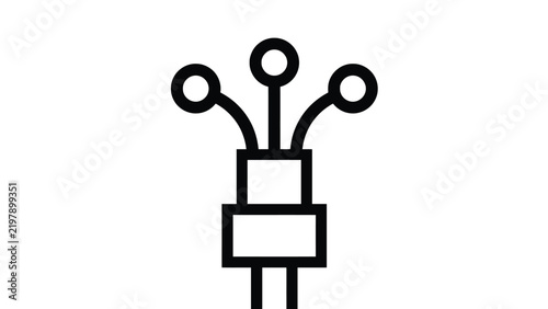 Minimalist black vector graphic design showing a digital connection node symbol for modern technology