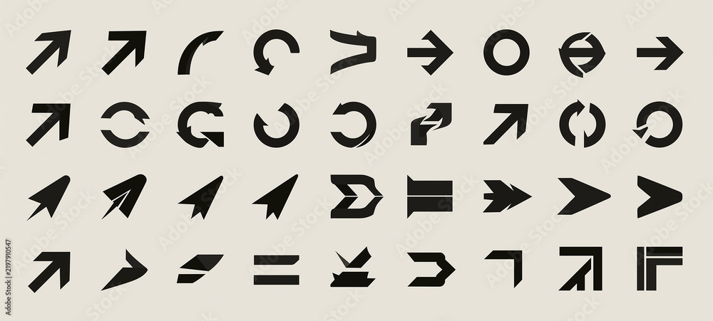 Fototapeta premium Black hand-drawn arrows and symbols set on transparent background for design and navigation elements