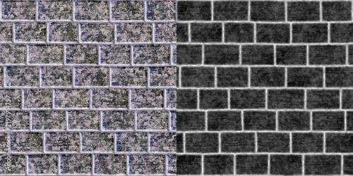 Obraz na plátně Seamless Stylized Cobblestone Brick Pattern Mask Alpha Map White