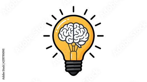brain lightbulb icon for creativity and innovative thinking