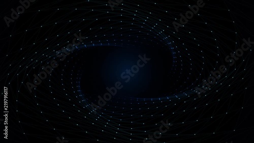 Digital data vortex tunnel abstract background, futuristic network connection motion cyber space tech concept
